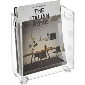 Acrylic Magazine Holder Crystal Clear Shatterproof Open Top Space Saver Stand for Magazines Publications Reception Waiting Room