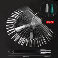 Présentoir de 50 Capsules d'Ongles Naturelles Transparentes de Haute Qualité pour Entraînement et Nuancier de Couleurs de Vernis Gel