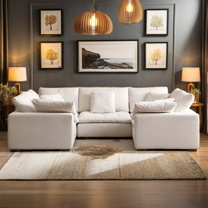 Distribution Agent Hot Sale Minimalist Linen U Shape Cozy Living Room Modular Cloud Sectional - Product Image 4