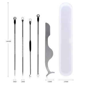 ชุดเข็มสเตนเลสสำหรับสิว4ชิ้นสีเงินพร้อมขนตาปลอมเครื่องมือความงามสำหรับใช้ทำหน้ากาก - Product Image 2