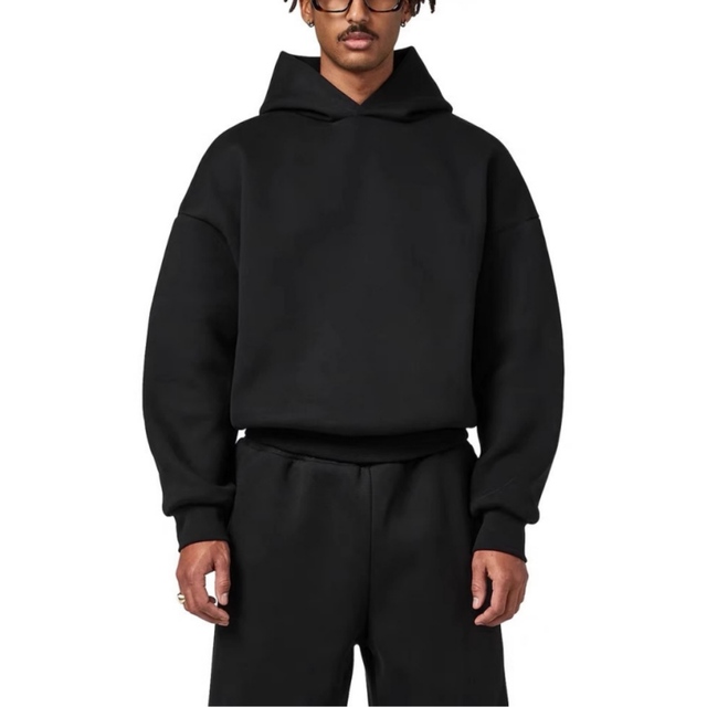 Custom Blank Hoodies High Quality Streetwear Heavyweight 100% Cotton French Terry 400Gsm Cropped Hoodie Men