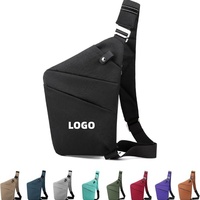 Tas Selempang Anti Maling QET1042 dengan Logo Custom, Tas Dada Satu Tali Bahu untuk Pria, Tas Selempang Multi Kantong Tipis untuk Perjalanan, Dompet untuk Wanita dan Pria