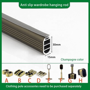 Asta ovale in lega di alluminio per armadio, <span class=keywords><strong>tubo</strong></span> <span class=keywords><strong>appendiabiti</strong></span> 30x15mm, nero opaco, grigio, oro spazzolato - Product Image 5