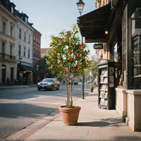 Décoration de bureau à domicile de style naturel, oléander artificiel au toucher réel, écologique, résistant aux UV, pot en plastique vert, fleurs artificielles