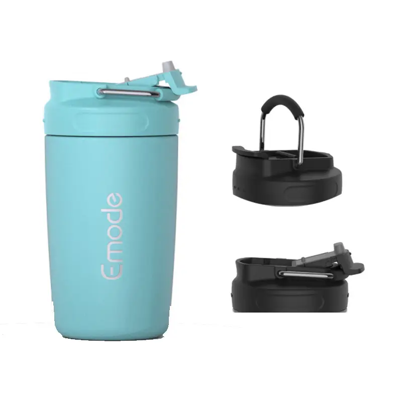 Tasse à café de voyage glacé isotherme réutilisable en acier inoxydable avec couvercle à poignée pliante et à rabat