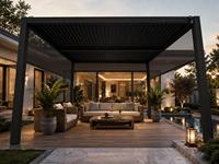 Pergola Bioclimatique Moderne en Aluminium avec Toit à Lames Orientables Étanche et Motorisée pour Extérieur