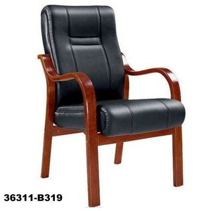 Silla de oficina de cuero silla de oficina ejecutiva con reposabrazos de madera 36311-B319 - Product Image 1