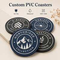 Sous-verre en caoutchouc PVC souple avec logo 3D en relief personnalisé, résistant à la chaleur, antidérapant, imperméable, pour café, thé, bar