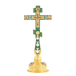 HT 26,5cm Russisch-orthodox staand kruis orthodox kruisbeeld met IC XC emaille verguld legering kruisbeeld voor thuis gebedskamer - Product Image 1