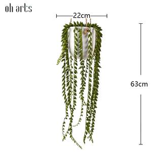 OH ARTS Jardinière murale <span class=keywords><strong>en</strong></span> plastique 63 cm avec guirlande de perles dans un <span class=keywords><strong>pot</strong></span> <span class=keywords><strong>en</strong></span> céramique et support de 55 cm - Product Image 2