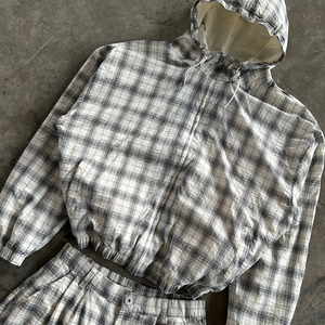 Ensemble survêtement d'été léger coupe-vent pour <span class=keywords><strong>homme</strong></span> : veste coupe-vent ample en nylon et pantalon de survêtement <span class=keywords><strong>large</strong></span> à carreaux - Product Image 2