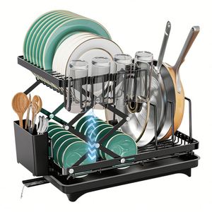 Égouttoir pliable pour la vaisselle et les ustensiles de cuisine, support de rangement pour assiettes et bols - Product Image 3