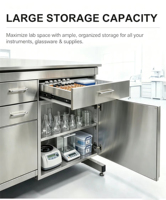 Table de travail latérale de laboratoire en acier inoxydable 316 certifiée ISO9001 pour la vente en gros, idéale pour les laboratoires de suppléments de santé, cosmétiques et de chimie physique