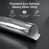 PVC Imprimable Argent Métallisé Brillant Compatible Eco-Solvant/UV pour Autocollants Premium et Étiquettes de Produits