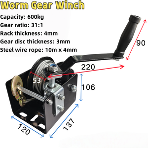 A buon mercato autodidatta 600kgs ingranaggio verricello manuale a mano puleggia verricello pollame azienda agricola argano manuale 31:1 - Product Image 2