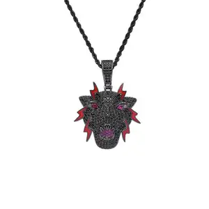 Wholesale Hip Hop Accessories Black Panther Online Game Logo Pendant Halloween Pendant Copper Style Necklace