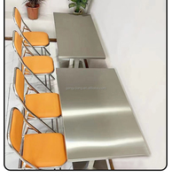 Table design moderne en acier inoxydable et chaises en métal pour restaurants, cafés, restaurants, hôtels-pour la cuisine-Fabriqué en Chine