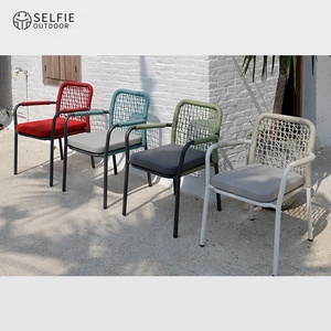 Sillas de Comedor Modernas y Cómodas para Jardín, Apilables, con Marco de Aluminio y Cuerda, para Uso en Exteriores, Hotel, Parque, Apartamento, Patio - Product Image 1