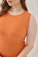 Robe midi sans manches en tricot torsadé texturé pour femme, col rond, fente latérale, idéale pour le bureau, les sorties, la plage et les vacances