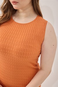 Abito midi senza maniche da donna in maglia testurizzata a trecce, girocollo, con spacco laterale, ideale per l'ufficio, il tempo libero, appuntamenti, la spiaggia e le vacanze. - Product Image 5