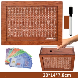 Caja de caja de dinero personalizada hucha de madera 10000 SGD 5000 CAD 5000 AUD caja de ahorro de dinero para niños banco de monedas contador de madera creativo - Product Image 2
