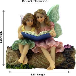 Artesanías de resina, venta al por mayor, libros de lectura personalizados, pequeña estatua de hada en miniatura, figuritas de jardín para <span class=keywords><strong>Hermanas</strong></span> - Product Image 2