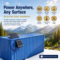 Kabellose 65W Solar-Wandlüfter mit 12 Flügeln, Wasserdichter Abluftventilator für Container und Fertighäuser, DC-Extraktor