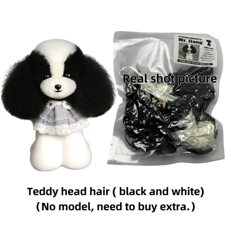 Teddy head hair ( black and white)