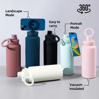 Gobelet en paille à double paroi en acier inoxydable Magsafe Magnet Outdoor Sports Water Bottle Magnetic Cell Phone Holder Cap