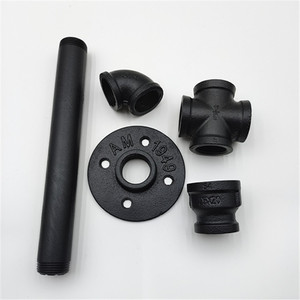 Ống kim loại đen <span class=keywords><strong>3</strong></span>/4 "<span class=keywords><strong>16</strong></span>", thép công nghiệp phù hợp với ống ren đen tiêu chuẩn cho kệ tự làm cổ điển - Product Image 2