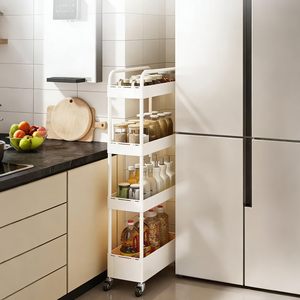 Carrito de Almacenamiento Delgado con Ruedas, Organizador para Espacios Estrechos, Estante Ajustable y Expandible para Cocina, Baño y Lavandería - Product Image 1