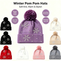 Bonnet tricoté à pompon et flocons de neige, chaud pour l'automne et l'hiver, unisexe adulte, bonnets chauds – Grande Vente
