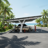 Abri solaire pour voiture à poteau unique en acier au carbone, facile à installer, avec surface anodisée, durée de vie de 20 à 25 ans, résistance au vent de 60 m/s pour terrain ouvert