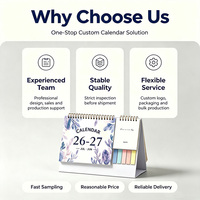 Calendrier de bureau miniature personnalisé OEM, calendrier de table imprimé avec logo, calendrier de bureau en spirale avec support en papier, calendrier 2027 avec logo personnalisé