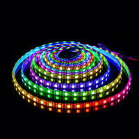 Bande LED WS2812B adressable individuellement, 5V, PCB noir, 30 60 144 LED/m, RGB programmable, couleur de rêve, étanche
