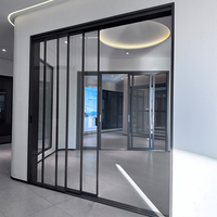 Portes coulissantes de séparation de pièce insonorisées et thermiquement isolées minimalistes avec mécanisme silencieux à double rail pour chambre à coucher et salon