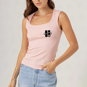 เสื้อกล้ามทรงพอดีตัว คอเหลี่ยม สีพื้น ผ้าหนา 280 กรัม ผ่านการซักก่อนส่ง ปักลายผ้าขนหนูแบบกำหนดเองสำหรับผู้หญิง - Product Image 2