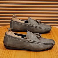Chaussures en cuir PU pour hommes, imperméables, cousues à la main, mocassins confortables, chaussures décontractées pour la marche, chaussures de conduite