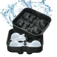 BHD forme amusante lave-vaisselle micro-ondes bouledogue moule à glace sans BPA libération facile 3D forme de chien Silicone bac à glaçons pour whisky