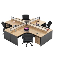 Ensemble de chaises de bureau de poste de travail de cloison de bureau moderne simple pour 1-6 personnes matériau MDF avec style bois mélaminé