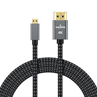 Adaptateur Micro HDMI vers HDMI, câble mâle-mâle, HD-MI 2.0, 4K60Hz, HDR, 3D, 18 Gbps, haute vitesse