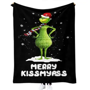 Nhà Sản Xuất Bán Buôn grinch Flannel Ném Chăn Giáng Sinh Nguồn Cung Cấp Bên Chăn Thoải Mái Chăn