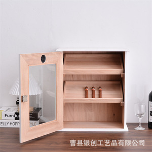 Armoire à cigares avec hygromètre, boîte de rangement en bois massif résistante à l'humidité pour usage domestique - Product Image 2