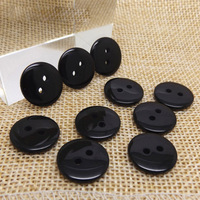 Kancing Baju Resin Transparan Plastik Bening Putih, Bentuk Roti Jahit Bulat 2 Lubang Hitam Bening