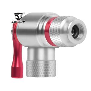 Cabezal de cartucho de herramienta de bicicleta de aluminio Action Union, inflador de Co2 para neumáticos de bicicleta CO2 con bomba adaptadora de manga aislada <span class=keywords><strong>Presta</strong></span> Schrader - Product Image 6