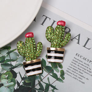 Pendientes de aleación con diamantes para mujer, diseño 2019, forma de cactus natural, estilo fresco y elegante. - Product Image 4