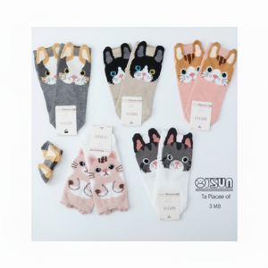 Calcetines náuticos de dibujos animados para mujer, 10 estilos en una caja, estampado de animales bordado, ligero, transpirable, hasta el tobillo con diseño de logotipo - Product Image 1