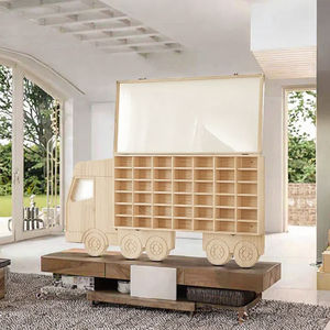 <span class=keywords><strong>Caja</strong></span> organizadora de madera Junji, estante de exhibición de juguetes para coches 42 con cubierta acrílica, gabinete de almacenamiento de madera con ruedas calientes - Product Image 2