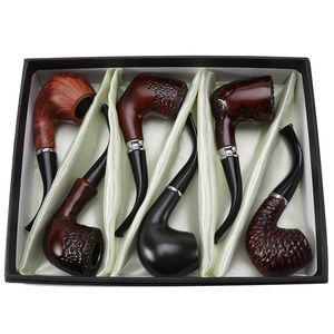 Coffret Cadeau Classique 6 Pièces – Pipe à Tabac en Bois Faite à la Main pour Herbes Sèches, Style <span class=keywords><strong>Ancien</strong></span>, <span class=keywords><strong>Porte</strong></span>-<span class=keywords><strong>Cigarettes</strong></span>, Ensemble de Fumeur - Product Image 2