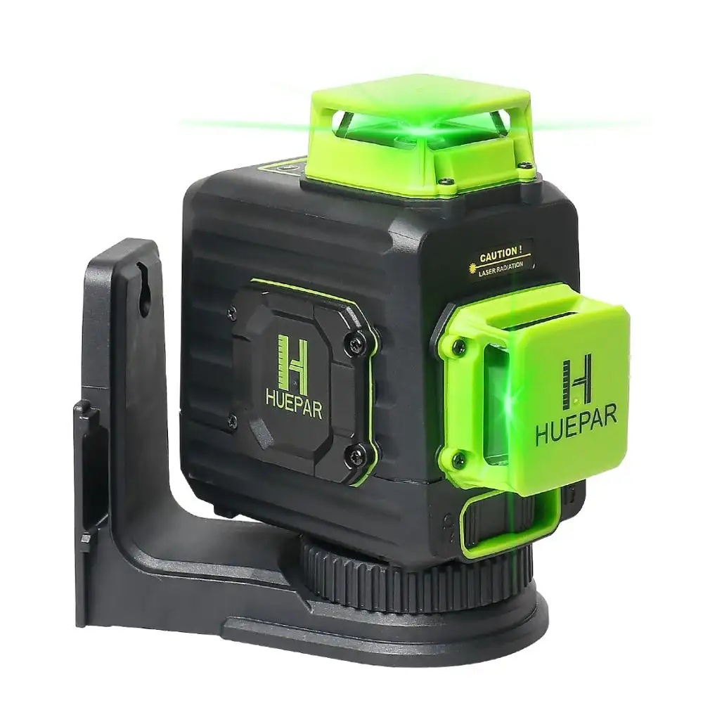 Huepar – nivellement automatique B02CG avec boîtier rigide et type-c, 2 lignes croisées à 360 degrés, 8 lignes multiples en Mode impulsion extérieure, niveau Laser à faisceau vert